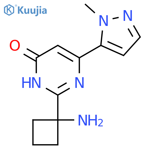 2-(1-aminocyclobutyl)-6-(1-methyl-1H-pyrazol-5-yl)-3,4-dihydropyrimidin-4-one structure