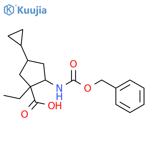 Cyclopentanecarboxylic acid, 4-cyclopropyl-1-ethyl-2-[[(phenylmethoxy)carbonyl]amino]- structure