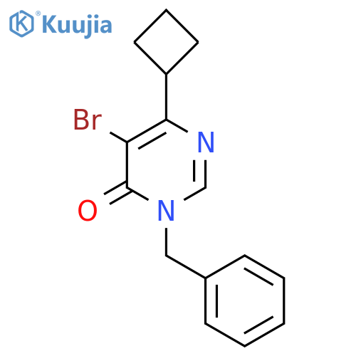 3-benzyl-5-bromo-6-cyclobutyl-3,4-dihydropyrimidin-4-one structure