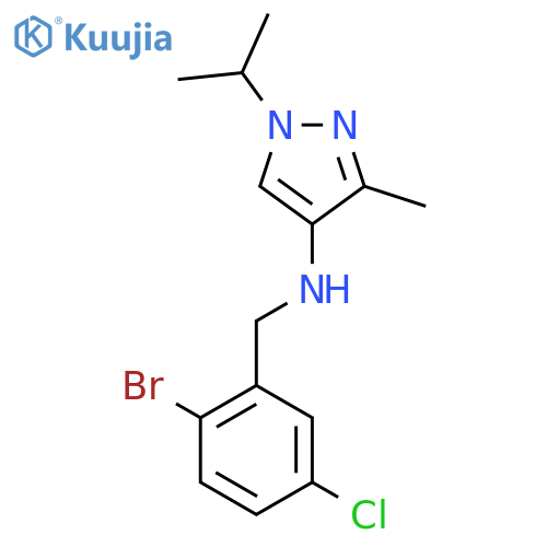 N-(2-bromo-5-chlorophenyl)methyl-3-methyl-1-(propan-2-yl)-1H-pyrazol-4-amine structure