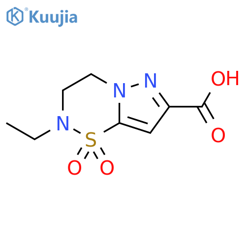 2-ethyl-1,1-dioxo-2H,3H,4H-1lambda6-pyrazolo1,5-e1,2,5thiadiazine-7-carboxylic acid structure