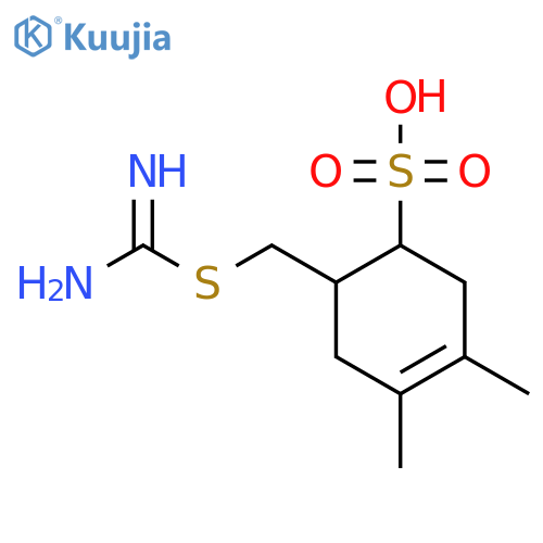 6-[(Carbamimidoylsulfanyl)methyl]-3,4-dimethylcyclohex-3-ene-1-sulfonic acid structure