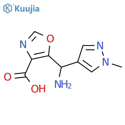 4-Oxazolecarboxylic acid, 5-[amino(1-methyl-1H-pyrazol-4-yl)methyl]- structure