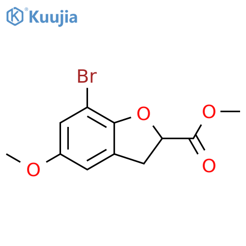 2-Benzofurancarboxylic acid, 7-bromo-2,3-dihydro-5-methoxy-, methyl ester structure