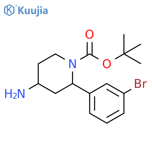 1-Piperidinecarboxylic acid, 4-amino-2-(3-bromophenyl)-, 1,1-dimethylethyl ester structure