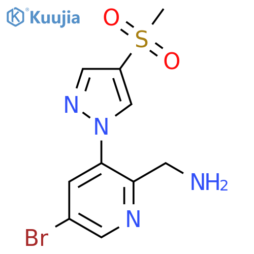 5-bromo-3-(4-methanesulfonyl-1H-pyrazol-1-yl)pyridin-2-ylmethanamine structure