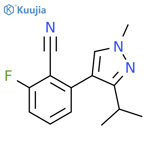 2-fluoro-6-[1-methyl-3-(propan-2-yl)-1H-pyrazol-4-yl]benzonitrile structure
