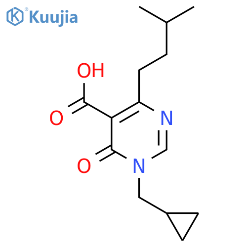 1-(Cyclopropylmethyl)-4-(3-methylbutyl)-6-oxo-1,6-dihydropyrimidine-5-carboxylic acid structure