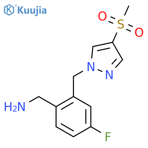 {4-fluoro-2-(4-methanesulfonyl-1H-pyrazol-1-yl)methylphenyl}methanamine structure