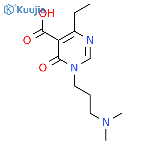 1-3-(dimethylamino)propyl-4-ethyl-6-oxo-1,6-dihydropyrimidine-5-carboxylic acid structure