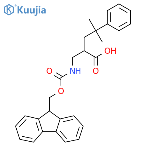 2-({(9H-fluoren-9-yl)methoxycarbonyl}amino)methyl-4-methyl-4-phenylpentanoic acid structure