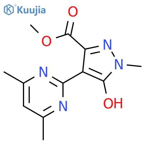 1H-Pyrazole-3-carboxylic acid, 4-(4,6-dimethyl-2-pyrimidinyl)-5-hydroxy-1-methyl-, methyl ester structure