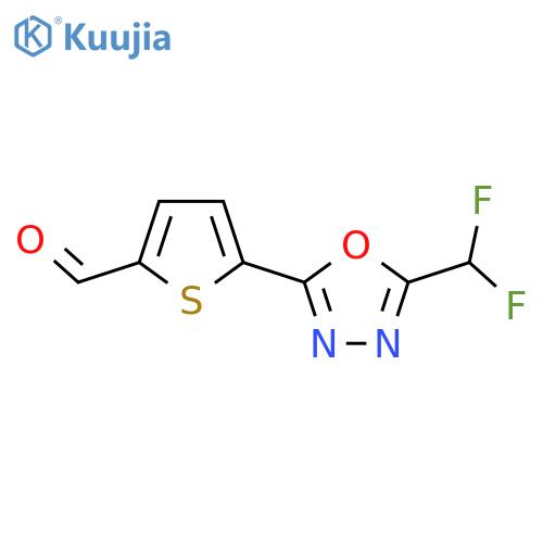 5-[5-(Difluoromethyl)-1,3,4-oxadiazol-2-yl]thiophene-2-carbaldehyde structure