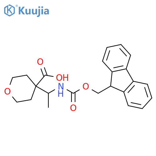 4-[1-({[(9H-fluoren-9-yl)methoxy]carbonyl}amino)ethyl]oxane-4-carboxylic acid structure