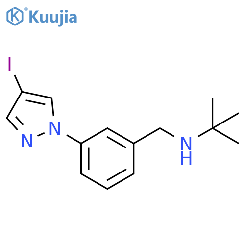 tert-butyl({3-(4-iodo-1H-pyrazol-1-yl)phenylmethyl})amine structure