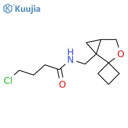4-chloro-N-({3-oxaspiro[bicyclo[3.1.0]hexane-2,1'-cyclobutane]-1-yl}methyl)butanamide structure