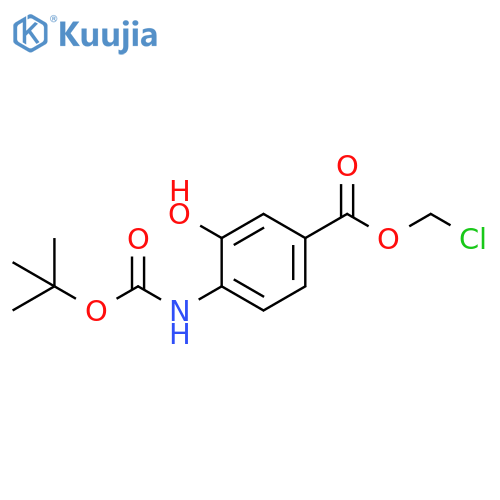 Benzoic acid, 4-[[(1,1-dimethylethoxy)carbonyl]amino]-3-hydroxy-, chloromethyl ester structure