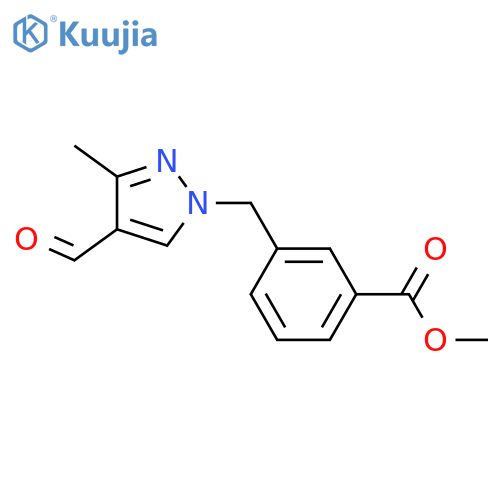 methyl 3-[(4-formyl-3-methyl-1H-pyrazol-1-yl)methyl]benzoate structure