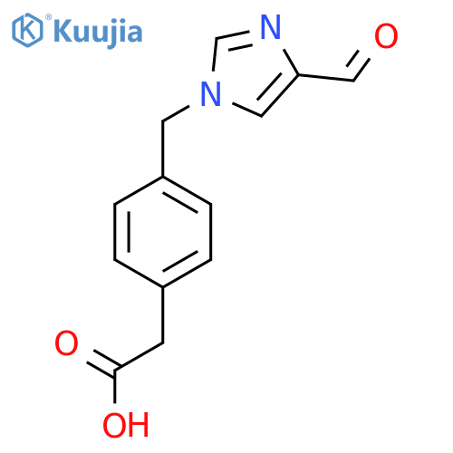 2-{4-[(4-formyl-1H-imidazol-1-yl)methyl]phenyl}acetic acid structure