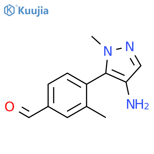 Benzaldehyde, 4-(4-amino-1-methyl-1H-pyrazol-5-yl)-3-methyl- structure
