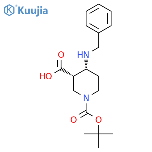 rac-(3R,4S)-4-(benzylamino)-1-[(tert-butoxy)carbonyl]piperidine-3-carboxylic acid structure