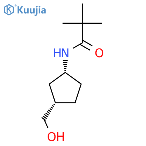 rac-N-[(1R,3S)-3-(hydroxymethyl)cyclopentyl]-2,2-dimethylpropanamide structure