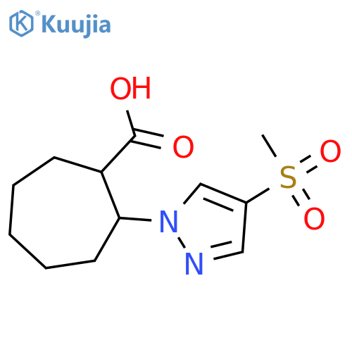 2-(4-methanesulfonyl-1H-pyrazol-1-yl)cycloheptane-1-carboxylic acid structure