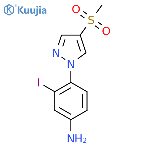 3-iodo-4-(4-methanesulfonyl-1H-pyrazol-1-yl)aniline structure