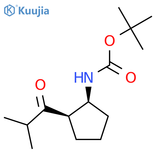 rac-tert-butyl N-[(1R,2S)-2-(2-methylpropanoyl)cyclopentyl]carbamate structure