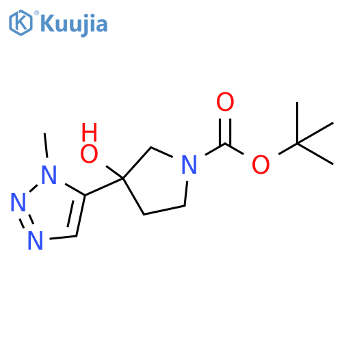 1-Pyrrolidinecarboxylic acid, 3-hydroxy-3-(1-methyl-1H-1,2,3-triazol-5-yl)-, 1,1-dimethylethyl ester structure