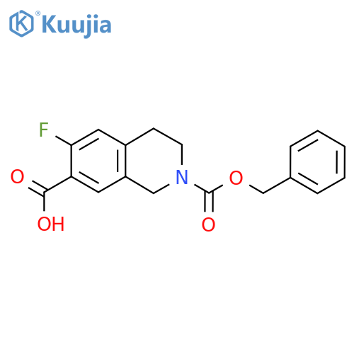 2-[(Benzyloxy)carbonyl]-6-fluoro-1,2,3,4-tetrahydroisoquinoline-7-carboxylic acid structure