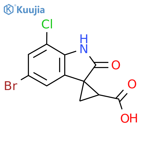 5'-bromo-7'-chloro-2'-oxo-1',2'-dihydrospirocyclopropane-1,3'-indole-3-carboxylic acid structure