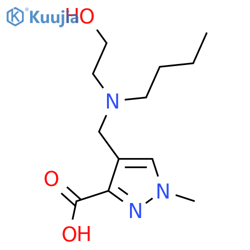 4-{[butyl(2-hydroxyethyl)amino]methyl}-1-methyl-1H-pyrazole-3-carboxylic acid structure
