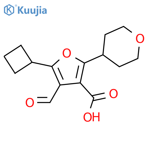 5-Cyclobutyl-4-formyl-2-(oxan-4-yl)furan-3-carboxylic acid structure