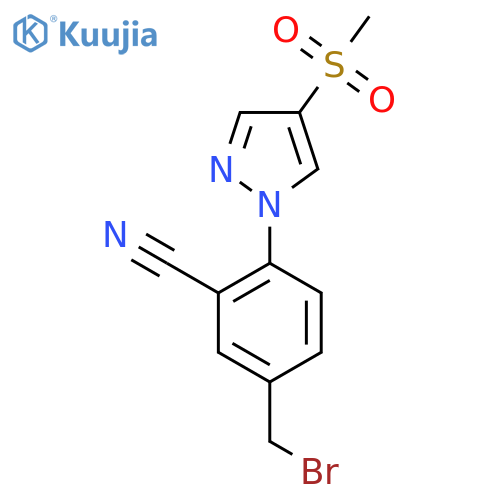 5-(bromomethyl)-2-(4-methanesulfonyl-1H-pyrazol-1-yl)benzonitrile structure