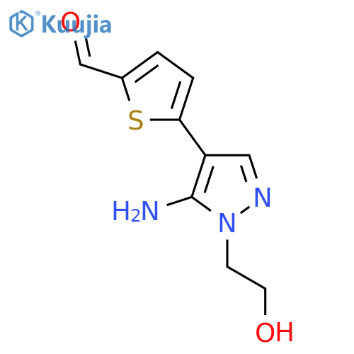 5-[5-amino-1-(2-hydroxyethyl)-1H-pyrazol-4-yl]thiophene-2-carbaldehyde structure