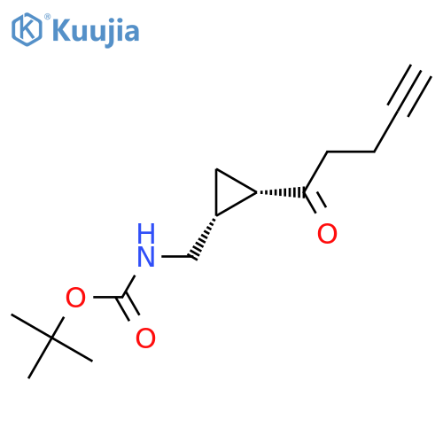 rac-tert-butyl N-{[(1R,2S)-2-(pent-4-ynoyl)cyclopropyl]methyl}carbamate structure