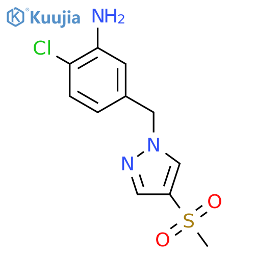 2-chloro-5-(4-methanesulfonyl-1H-pyrazol-1-yl)methylaniline structure