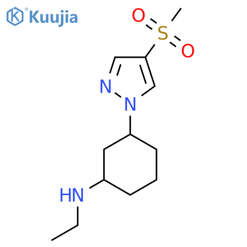 N-ethyl-3-(4-methanesulfonyl-1H-pyrazol-1-yl)cyclohexan-1-amine structure