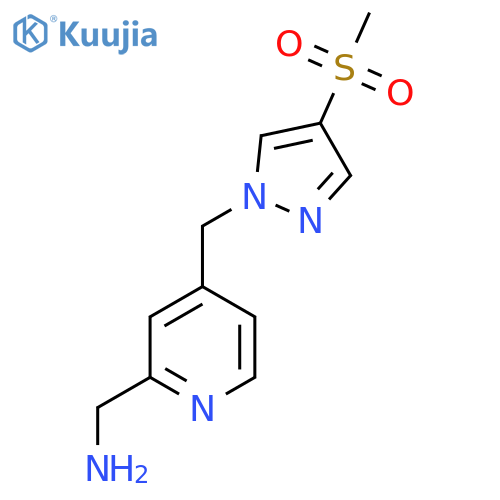 {4-(4-methanesulfonyl-1H-pyrazol-1-yl)methylpyridin-2-yl}methanamine structure
