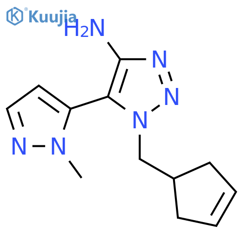 1-(cyclopent-3-en-1-yl)methyl-5-(1-methyl-1H-pyrazol-5-yl)-1H-1,2,3-triazol-4-amine structure