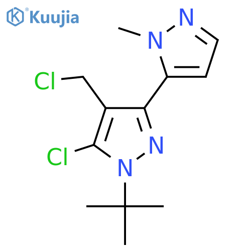 1-tert-butyl-5-chloro-4-(chloromethyl)-3-(1-methyl-1H-pyrazol-5-yl)-1H-pyrazole structure