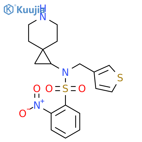 N-{6-azaspiro[2.5]octan-1-yl}-2-nitro-N-[(thiophen-3-yl)methyl]benzene-1-sulfonamide structure