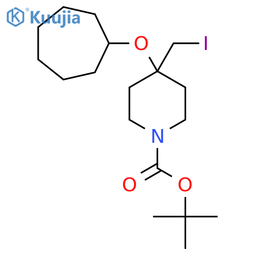 tert-butyl 4-(cycloheptyloxy)-4-(iodomethyl)piperidine-1-carboxylate structure