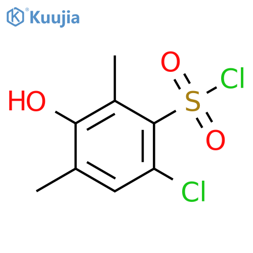 6-chloro-3-hydroxy-2,4-dimethylbenzene-1-sulfonyl chloride structure