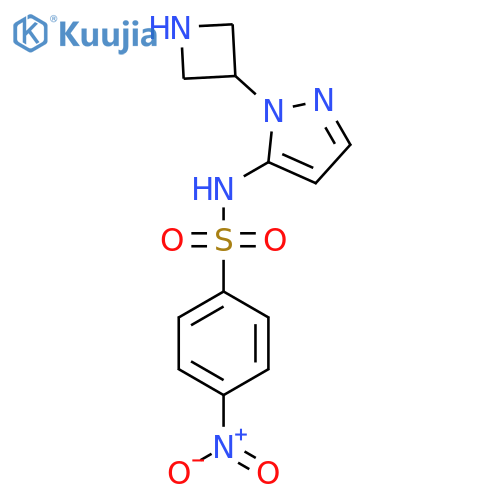 N-[1-(azetidin-3-yl)-1H-pyrazol-5-yl]-4-nitrobenzene-1-sulfonamide structure