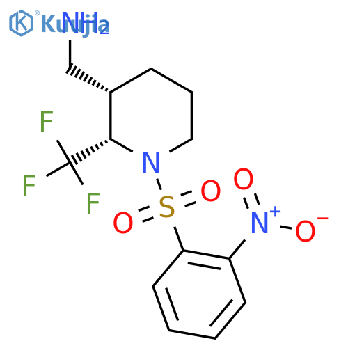 rac-1-[(2R,3R)-1-(2-nitrobenzenesulfonyl)-2-(trifluoromethyl)piperidin-3-yl]methanamine structure