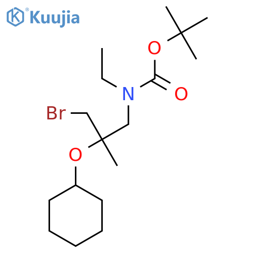 tert-butyl N-3-bromo-2-(cyclohexyloxy)-2-methylpropyl-N-ethylcarbamate structure