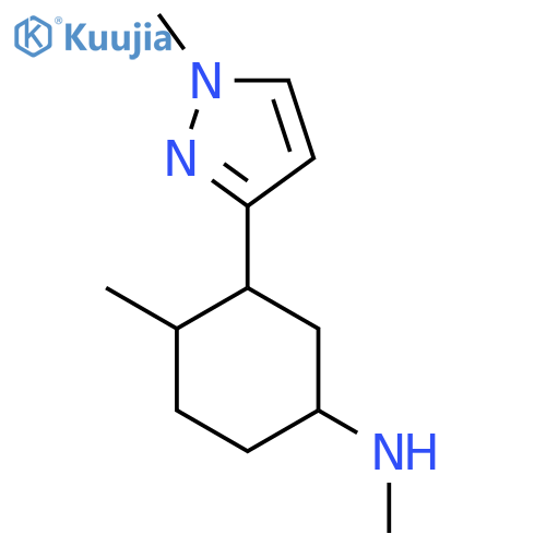 N,4-dimethyl-3-(1-methyl-1H-pyrazol-3-yl)cyclohexan-1-amine structure