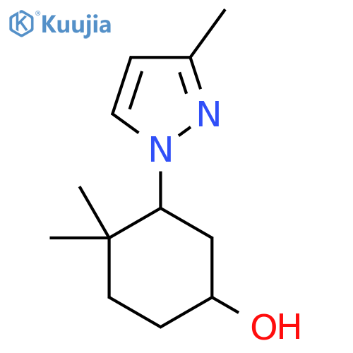 4,4-dimethyl-3-(3-methyl-1H-pyrazol-1-yl)cyclohexan-1-ol structure